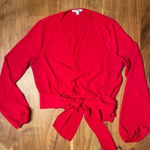 Red Cropped Wrap Top